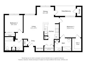 Two Bedroom B 6312 floor plan